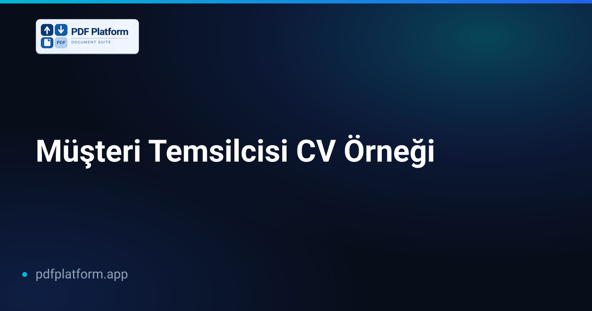 Müşteri Temsilcisi CV Örneği