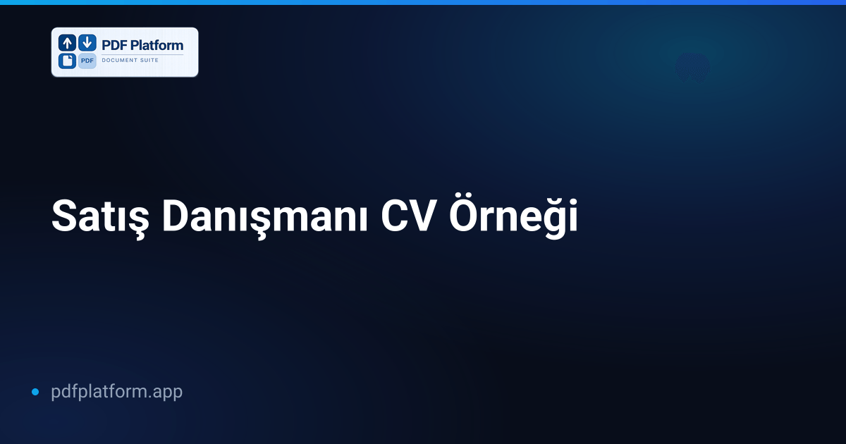 Satış Danışmanı CV Örneği