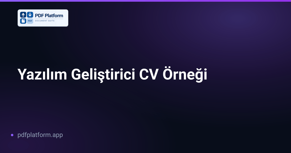 Yazılım Geliştirici CV Örneği