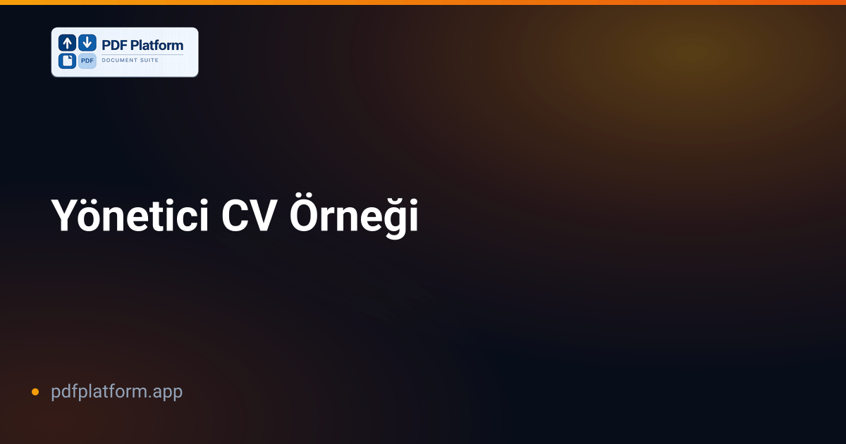 Yönetici CV Örneği
