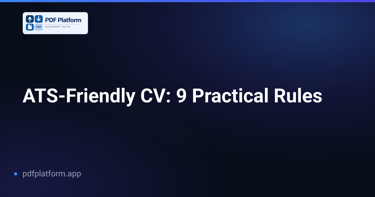 ATS-Friendly CV: 9 Practical Rules