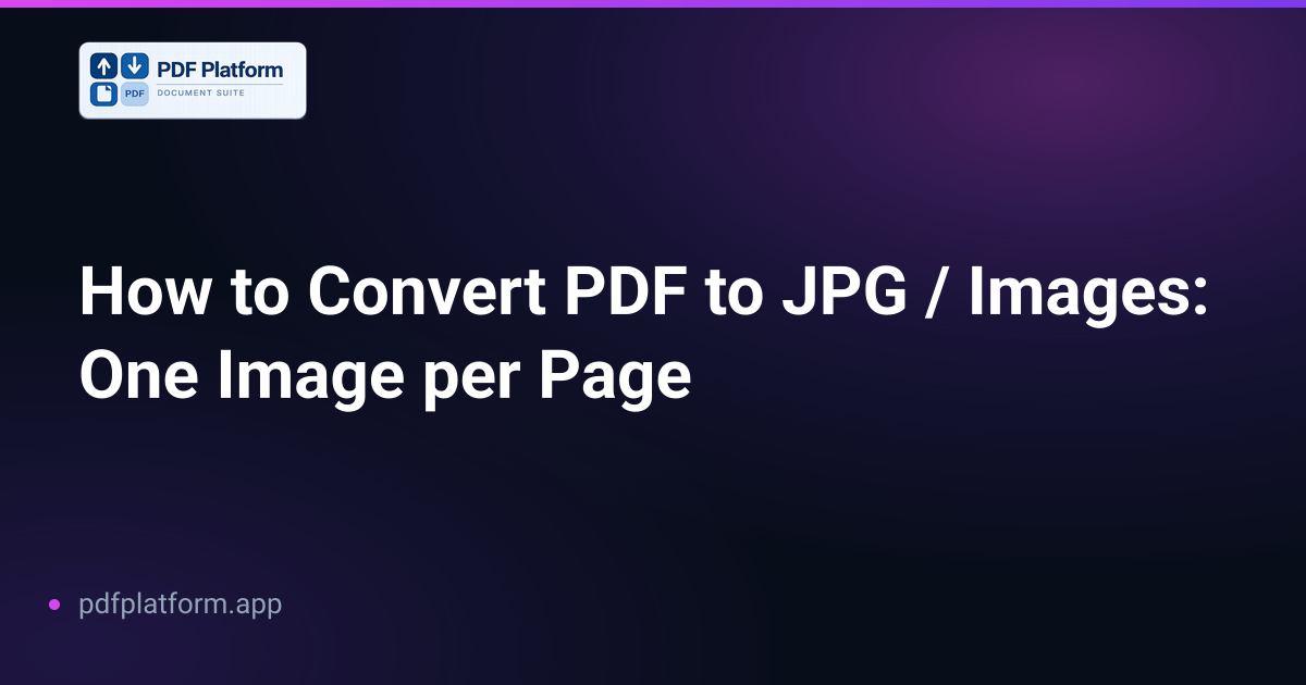 How to Convert PDF to JPG / Images: One Image per Page