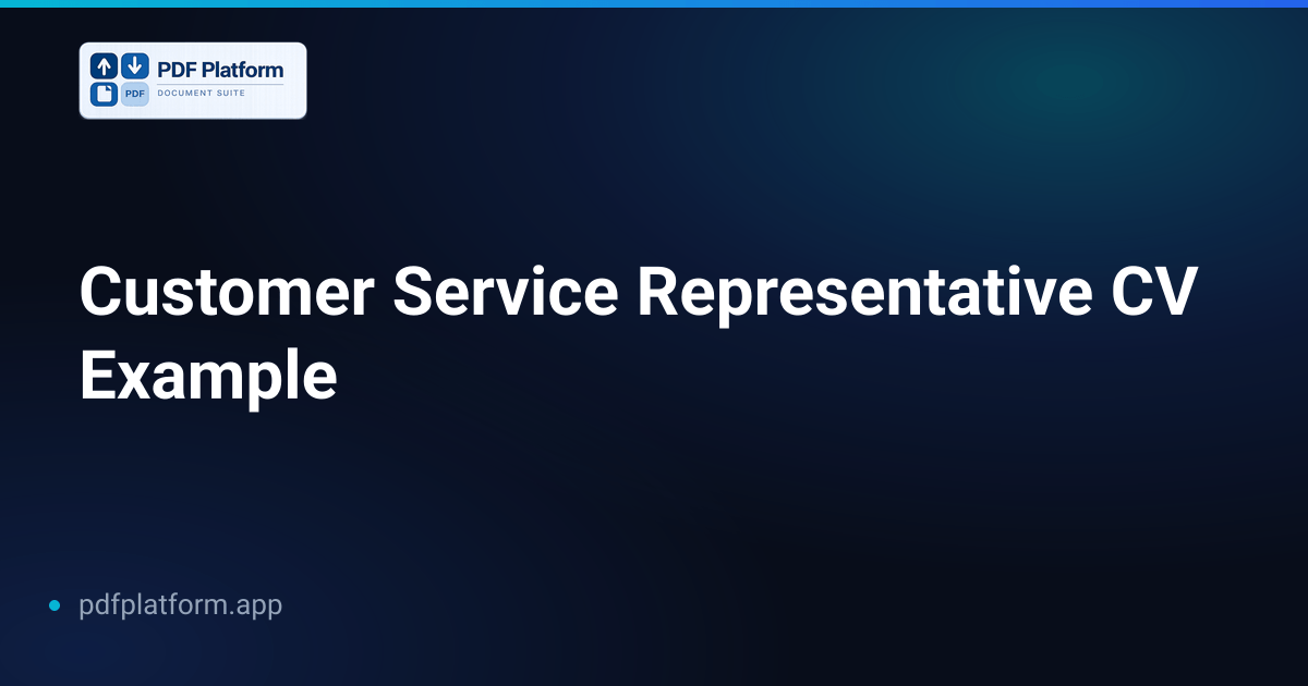 Customer Service Representative CV Example