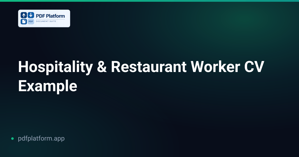 Hospitality & Restaurant Worker CV Example