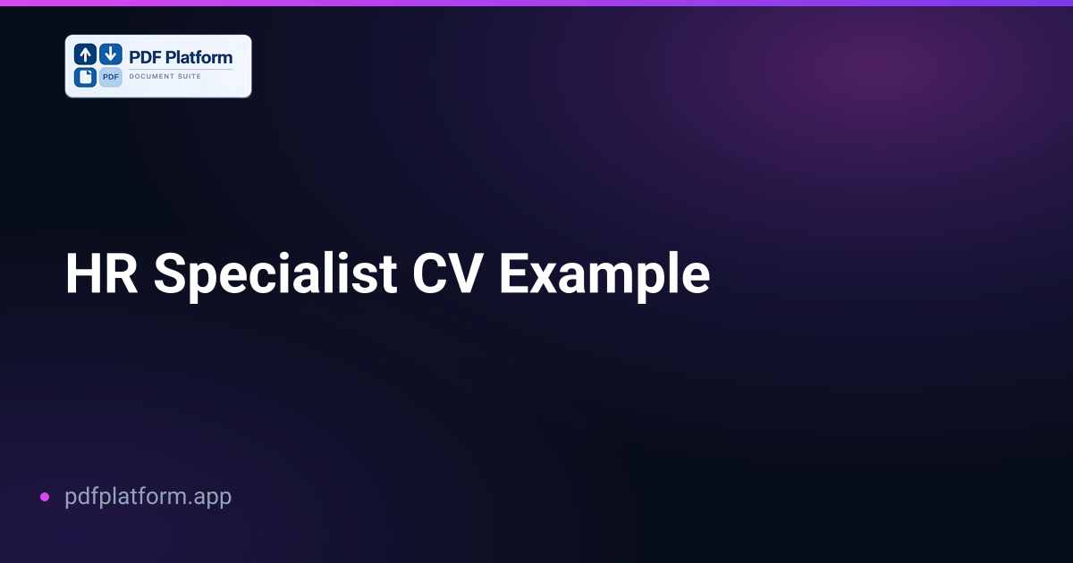 HR Specialist CV Example