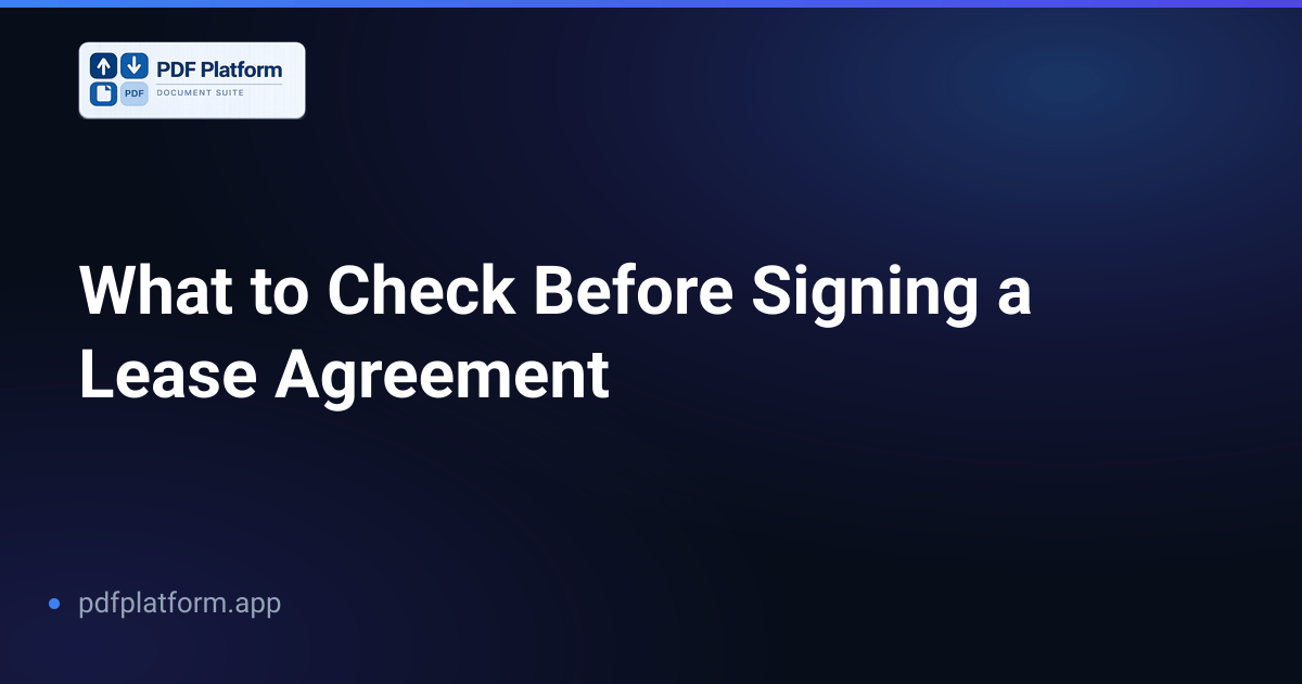 What to Check Before Signing a Lease Agreement