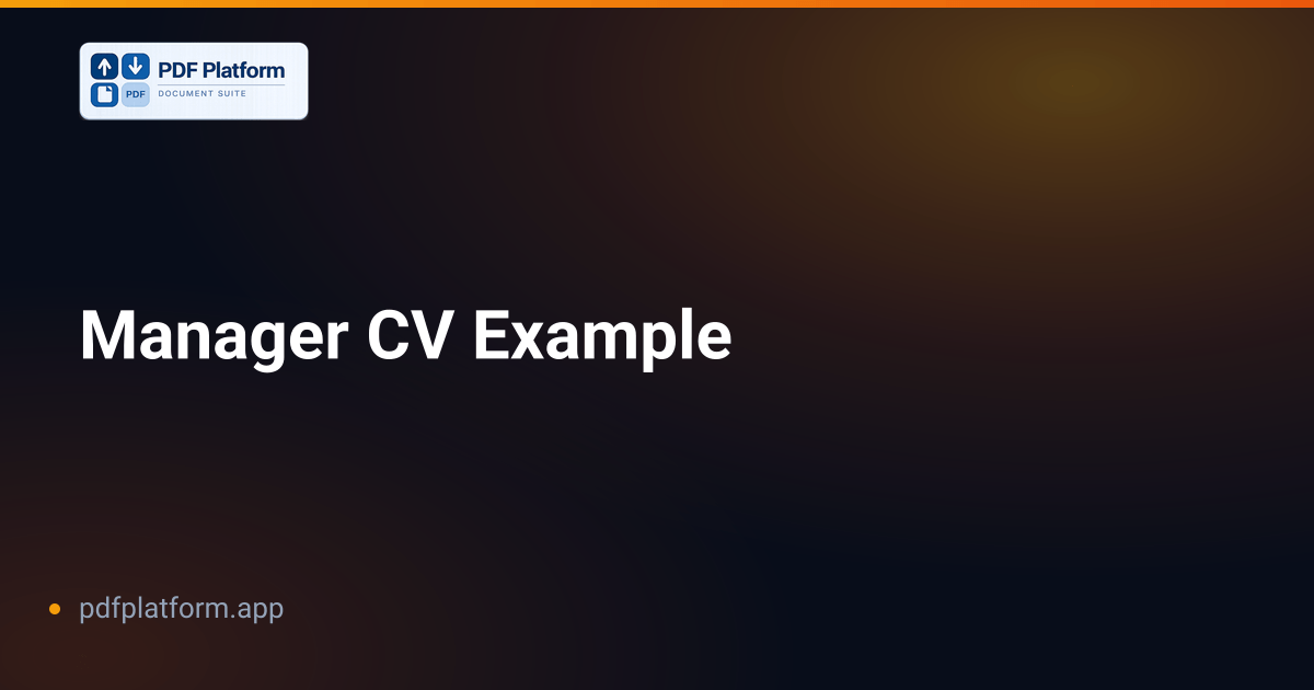 Manager CV Example