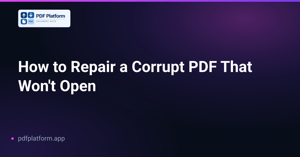How to Repair a Corrupt PDF That Won't Open