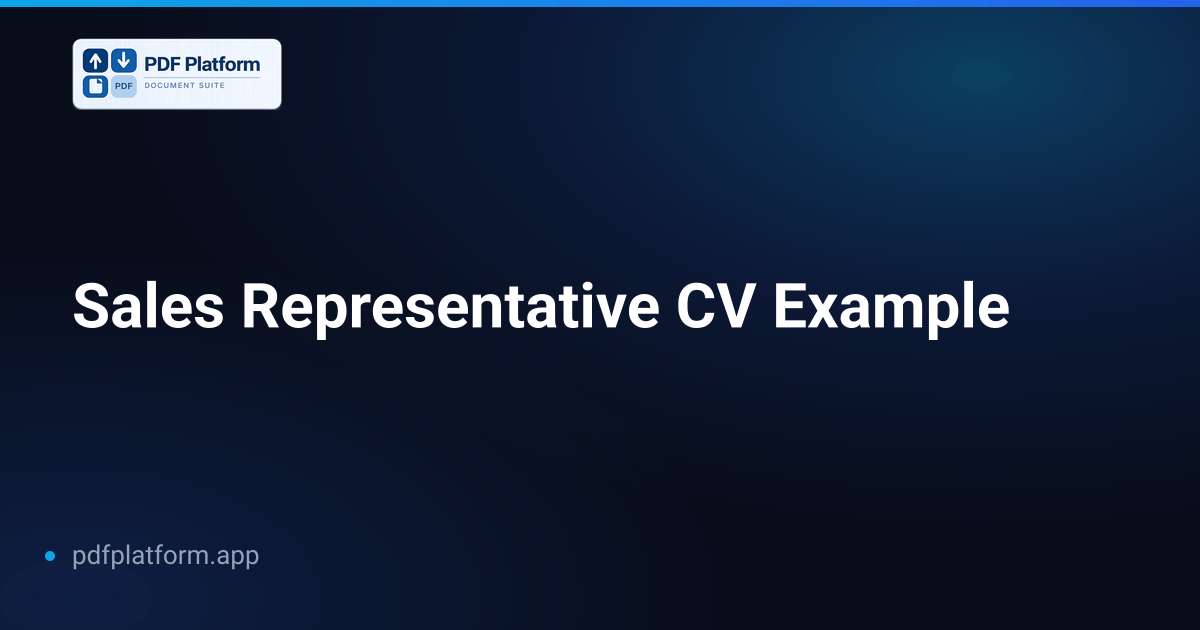 Sales Representative CV Example