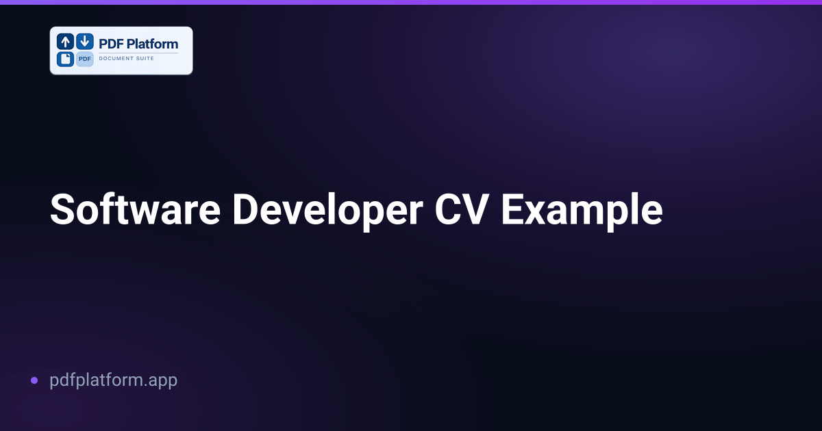 Software Developer CV Example