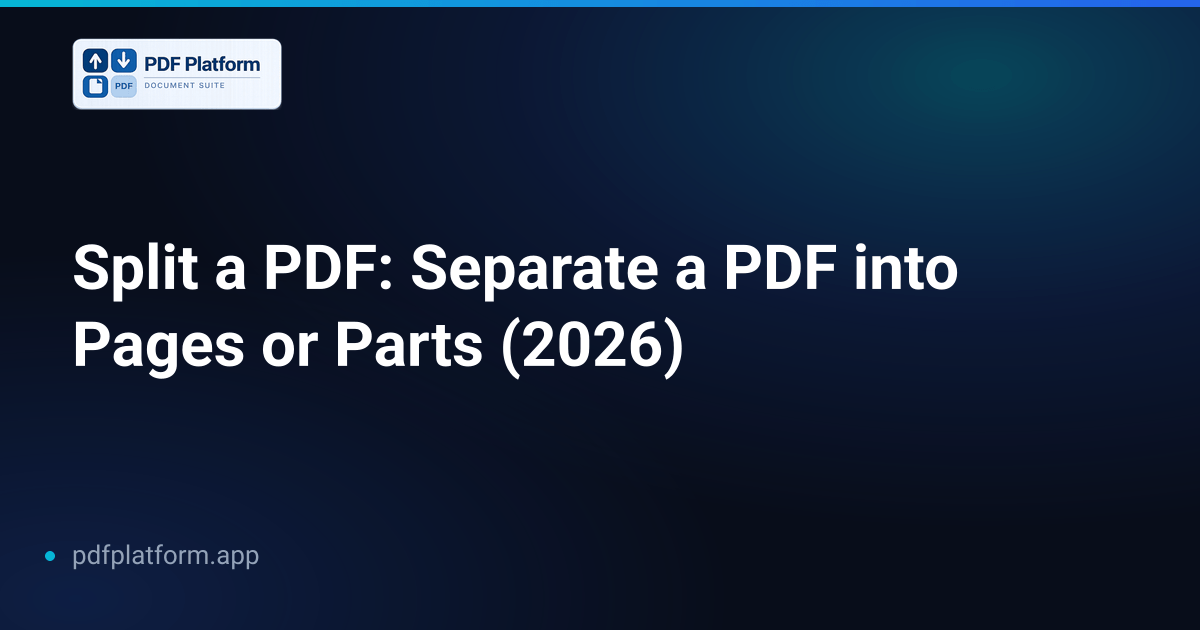 Split a PDF: Separate a PDF into Pages or Parts (2026)