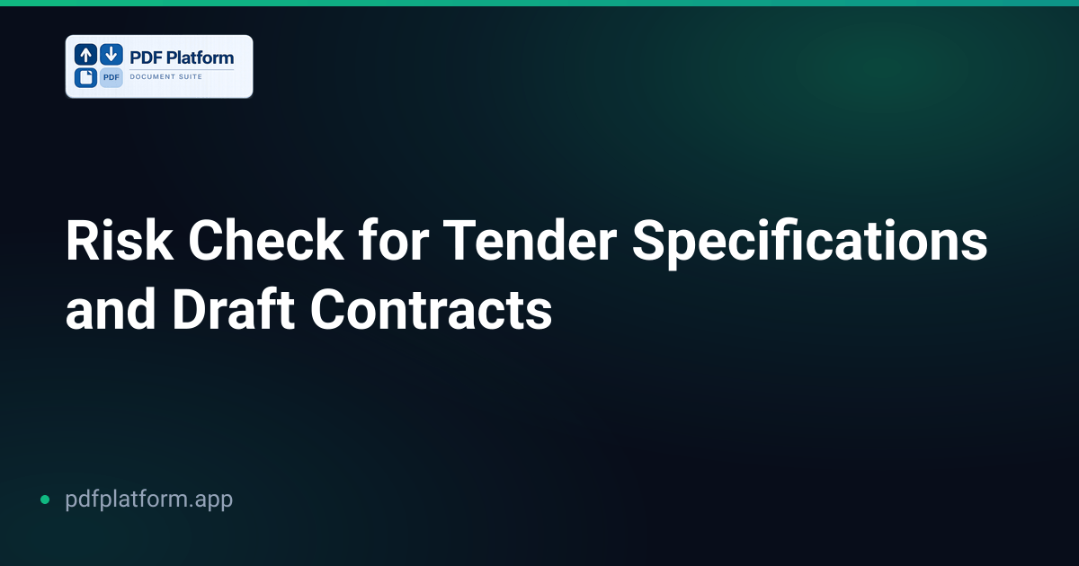 Risk Check for Tender Specifications and Draft Contracts