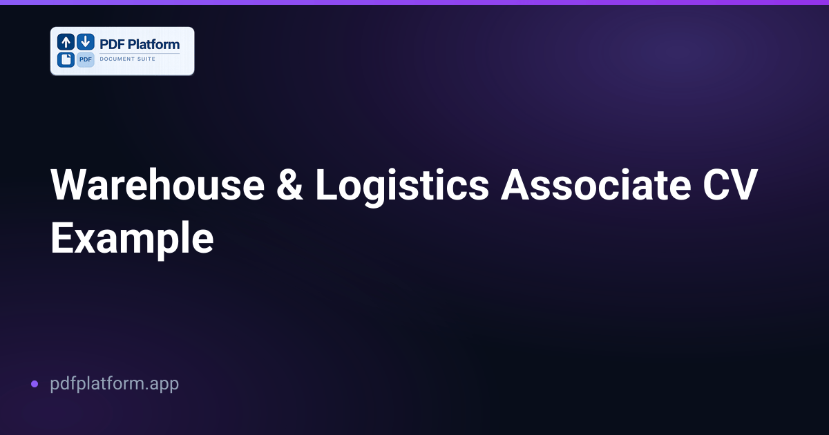 Warehouse & Logistics Associate CV Example